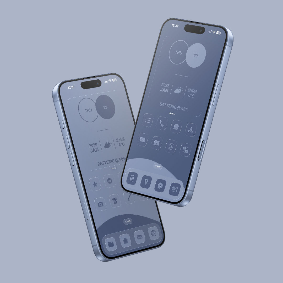 ミニマルアイコンのマルチラベル Minimal-Navy 2Color Set